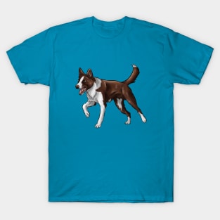 Smooth Coated Border Collie Dog | Chocolate and White T-Shirt